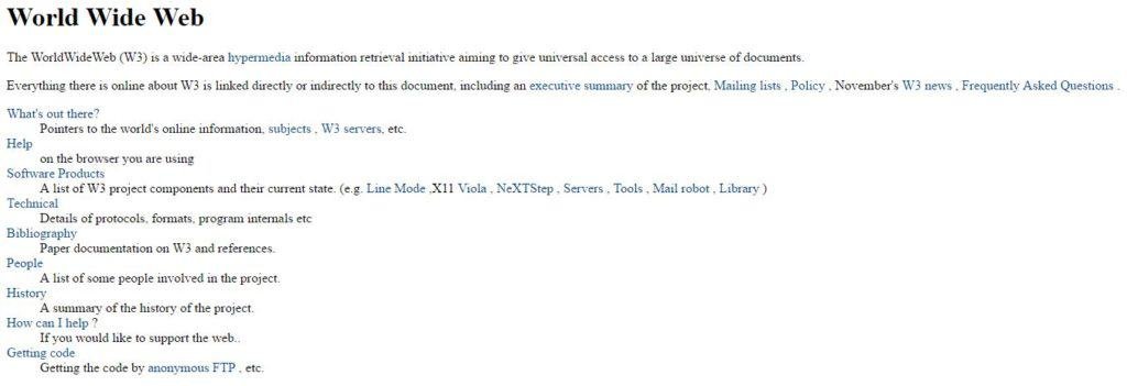 the first webpage on the world wide web