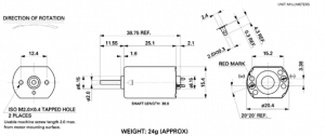 Weight and dimensions of a DC motor