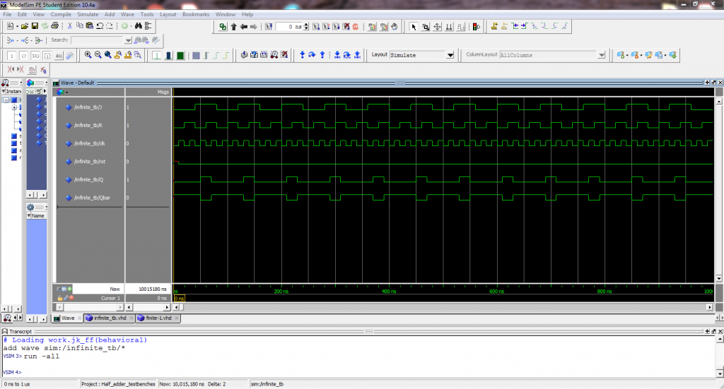 Output of infinte testbench